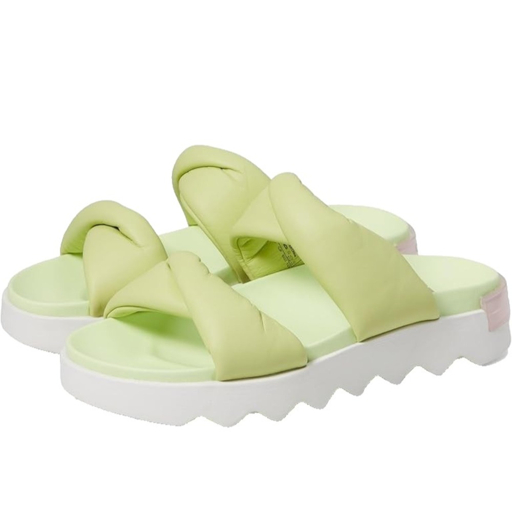 Sorel Hype Slide Sandals Green Leather Two-Strap Womens 9 UK 7 EU 40‎